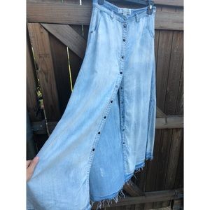 2018 Button down denim maxi skirt